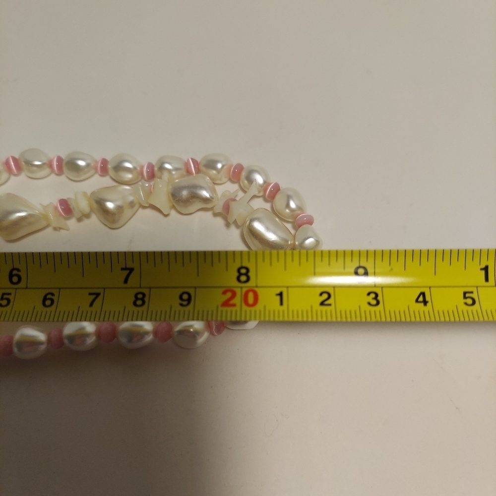 Freshwater Pearls & Pink Beads Shell Pendant Necklace Double Strand Magnetic - Picture 12 of 13